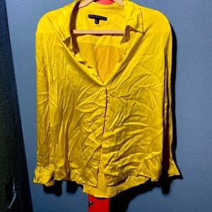 Bright Yellow Antonio Melani Button Down Dress Shirt Size L